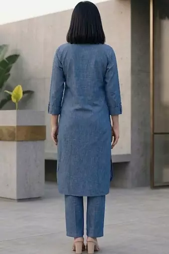 Women Embroidered Regular Thread Work Kurta with Trousers