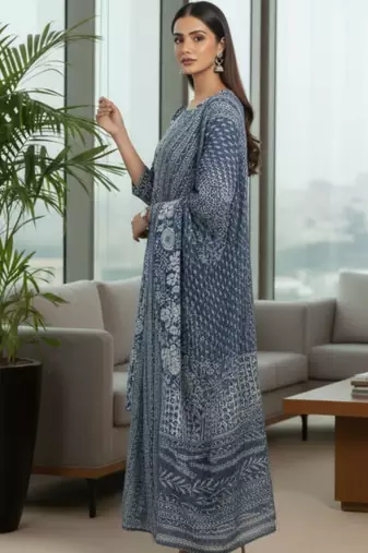 Women Floral Printed Regular  Cotton Kurta with Trousers & Dupatta