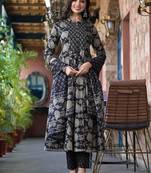Women Floral Printed Panelled Mirror Work Kurta with Trousers & With Dupatta