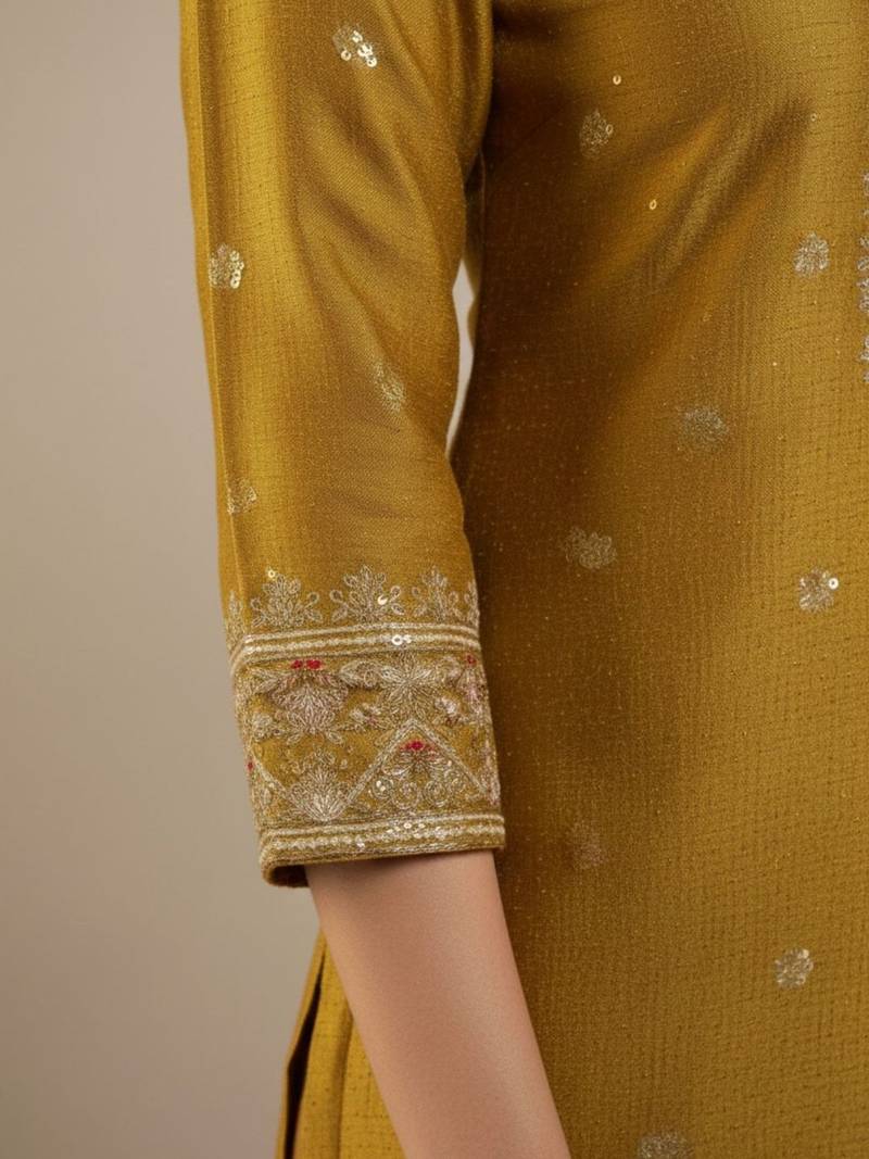 Women Ethnic Motifs Embroidered Regular Thread Work Kurta with Trousers & With Dupatta