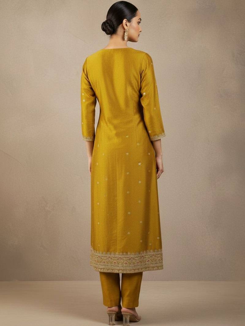 Women Ethnic Motifs Embroidered Regular Thread Work Kurta with Trousers & With Dupatta