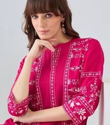 Women Ethnic Motifs Embroidered Regular Thread Work  Cotton Kurta with Trousers