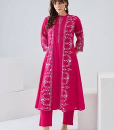 Women Ethnic Motifs Embroidered Regular Thread Work  Cotton Kurta with Trousers