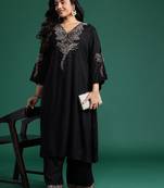 Plus Size Embroidered Regular Kurta with Palazzos