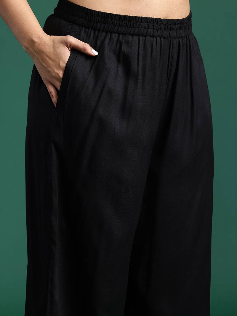 Plus Size Embroidered Regular Kurta with Palazzos