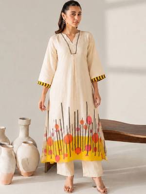 Cotton Printed A Line Kurta With Trouser 1