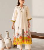 Cotton Printed A Line Kurta With Trouser