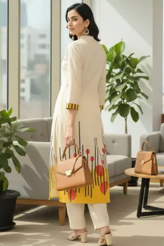 Cotton Printed A Line Kurta With Trouser