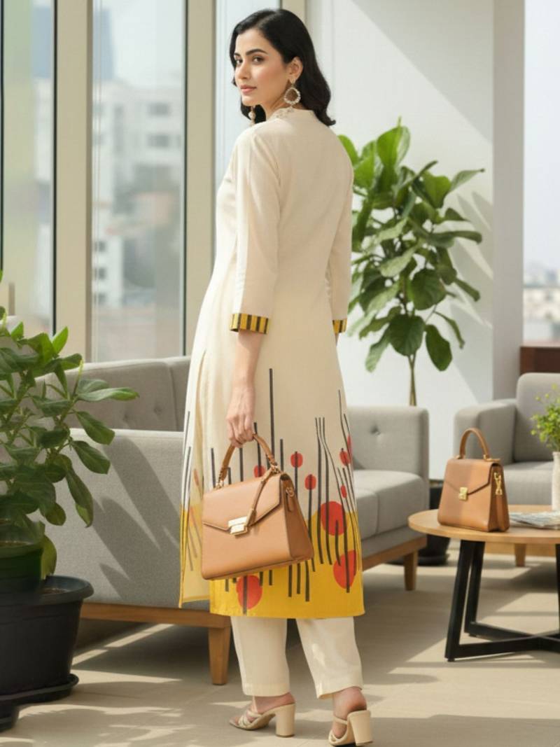 Cotton Printed A Line Kurta With Trouser