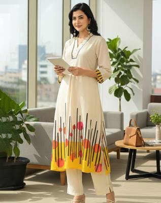 Cotton Printed A Line Kurta With Trouser 5