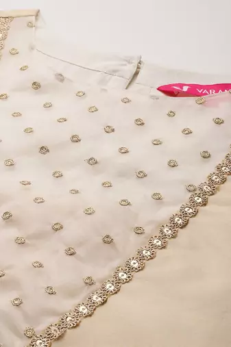 Ethnic Motifs Yoke Design Sequinned Kurta With Trousers & Dupatta