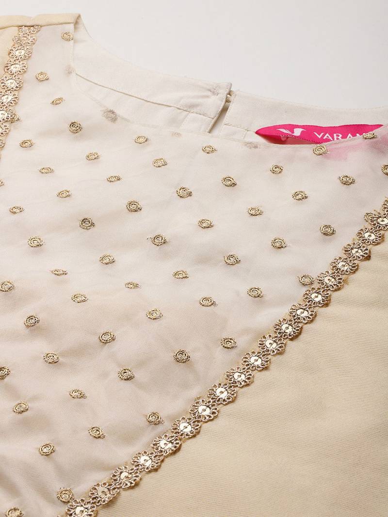 Ethnic Motifs Yoke Design Sequinned Kurta With Trousers & Dupatta