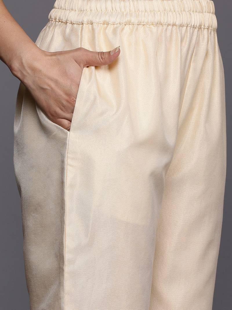 Ethnic Motifs Yoke Design Sequinned Kurta With Trousers & Dupatta