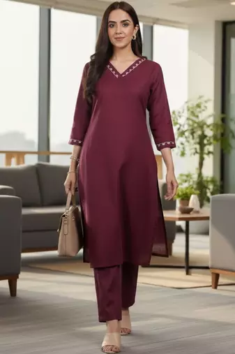 Women Ethnic Motifs Embroidered Regular Thread Work Kurta with Trousers
