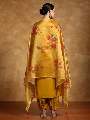 Women Floral Yoke Design Regular Thread Work Kurta with Trousers & With Dupatta 5