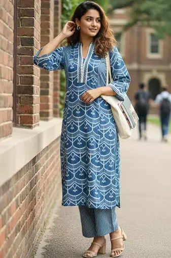 Women Printed Regular Kurta with Trousers