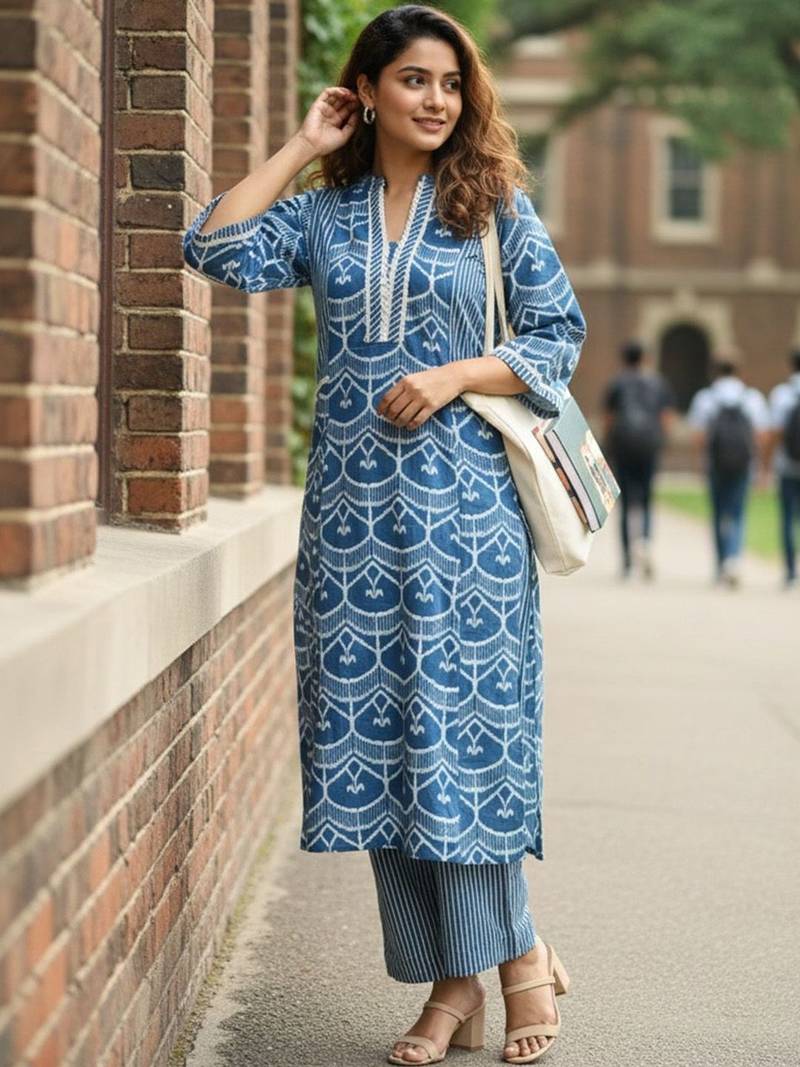 Women Printed Regular Kurta with Trousers