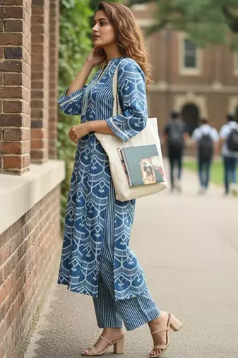 Women Printed Regular Kurta with Trousers