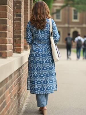 Women Printed Regular Kurta with Trousers 3