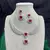 Ruby Red Cubic Zirconia Bridal Jewelry Set, Silver Statement Necklace Earrings