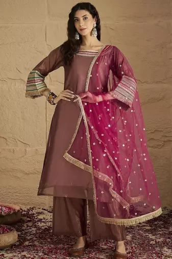 Women Ethnic Motifs Yoke Design Kurta with Palazzo & Dupatta