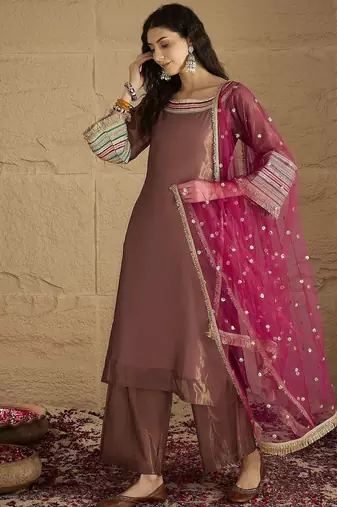 Women Ethnic Motifs Yoke Design Kurta with Palazzo & Dupatta