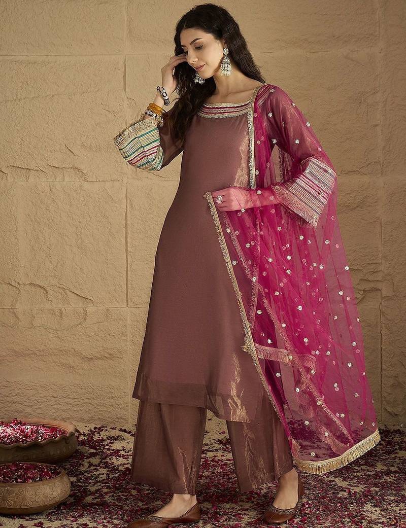 Women Ethnic Motifs Yoke Design Kurta with Palazzo & Dupatta