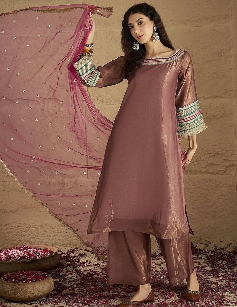 Women Ethnic Motifs Yoke Design Kurta with Palazzo & Dupatta