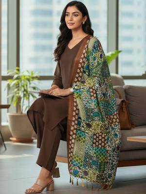 Women Ethnic Motifs Regular Kurta with Trousers & With Dupatta 1