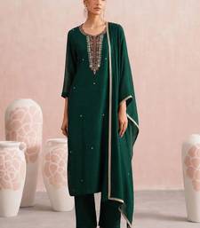 Women Ethnic Motifs Embroidered Regular Thread Work Kurta with Trousers & With Dupatta