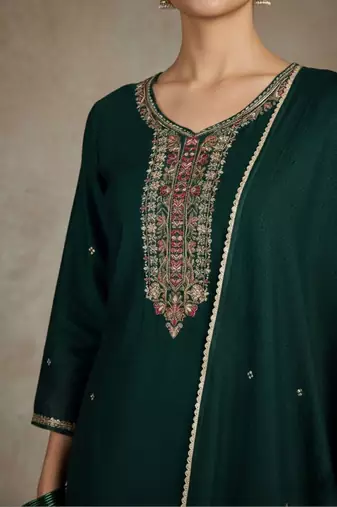 Women Ethnic Motifs Embroidered Regular Thread Work Kurta with Trousers & With Dupatta
