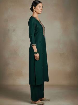 Women Ethnic Motifs Embroidered Regular Thread Work Kurta with Trousers & With Dupatta 6