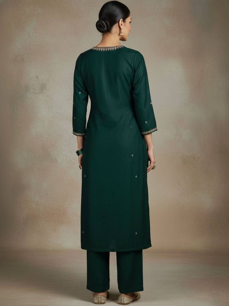 Women Ethnic Motifs Embroidered Regular Thread Work Kurta with Trousers & With Dupatta