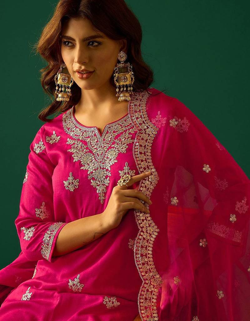 Women Ethnic Motifs Embroidered Kurta with Sharara & Dupatta