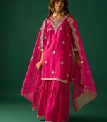 Women Ethnic Motifs Embroidered Kurta with Sharara & Dupatta