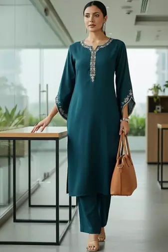 Women Ethnic Motifs Embroidered Regular Thread Work Kurta with Trousers