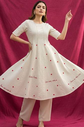 Women Ethnic Motifs Printed Regular  Cotton Kurta with Trousers