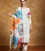 Women Embroidered Regular Thread Work  Cotton Kurta with Trousers & Dupatta