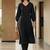 Women Striped Regular Silk Crepe Kurta with Trousers