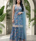 Women Floral Printed Regular Sequinned Kurta with Sharara & With Dupatta