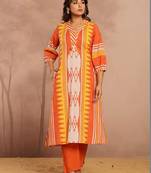 Cotton Geometric Printed Straight Kurta With Tassel Detail