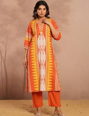 Cotton Geometric Printed Straight Kurta With Tassel Detail 6