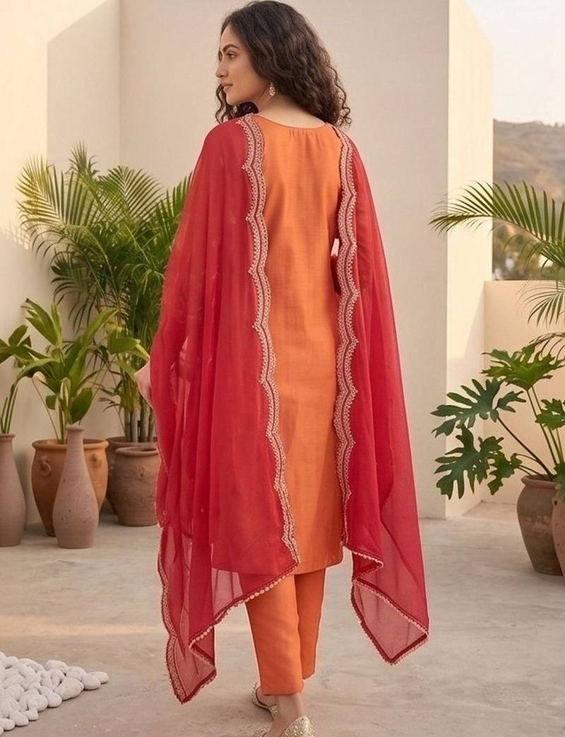 Women Ethnic Motifs Embroidered Regular Thread Work Kurta with Trousers & With Dupatta