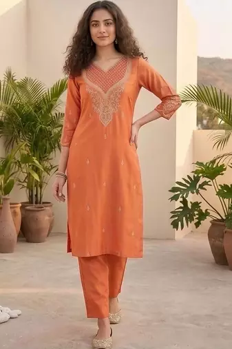 Women Ethnic Motifs Embroidered Regular Thread Work Kurta with Trousers & With Dupatta