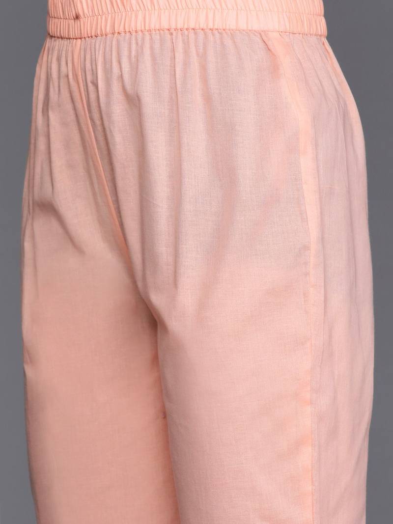 Floral Embroidered Empire Mirror Work  Cotton Kurta with Trousers & Dupatta