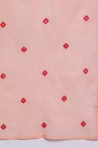 Floral Embroidered Empire Mirror Work  Cotton Kurta with Trousers & Dupatta