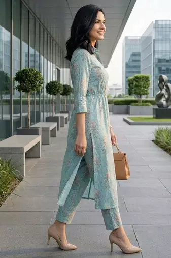 Women Floral Printed Regular Kurta with Trousers