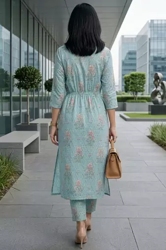 Women Floral Printed Regular Kurta with Trousers