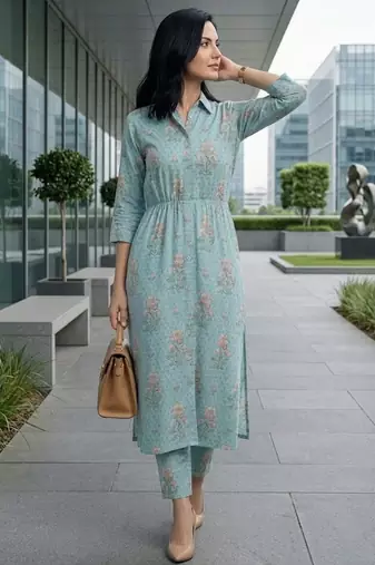 Women Floral Printed Regular Kurta with Trousers