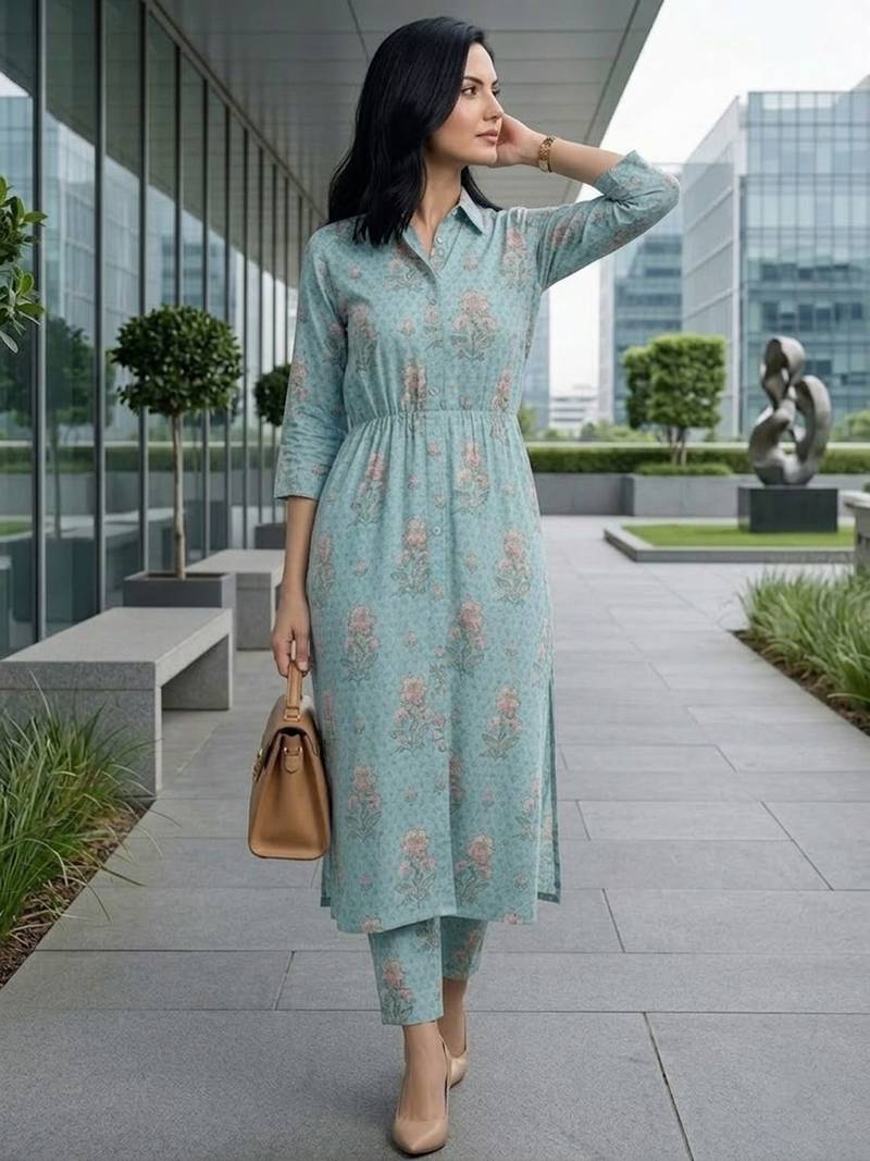 Women Floral Printed Regular Kurta with Trousers